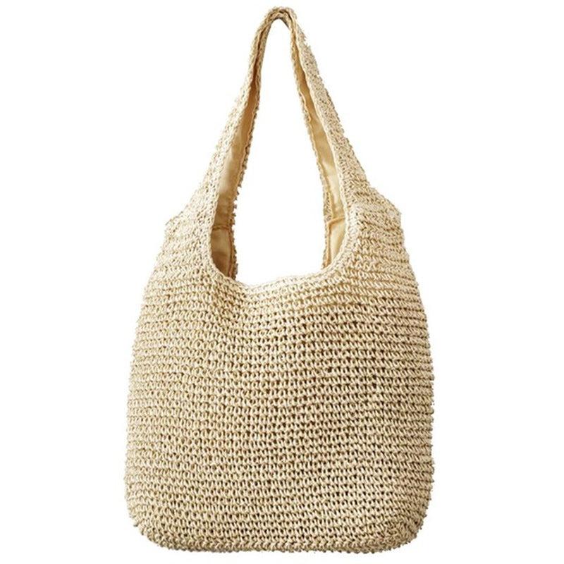 Sac de Plage Femme | Sac de plage grand format Beige | Tendance Rond Sac De Plage Beige