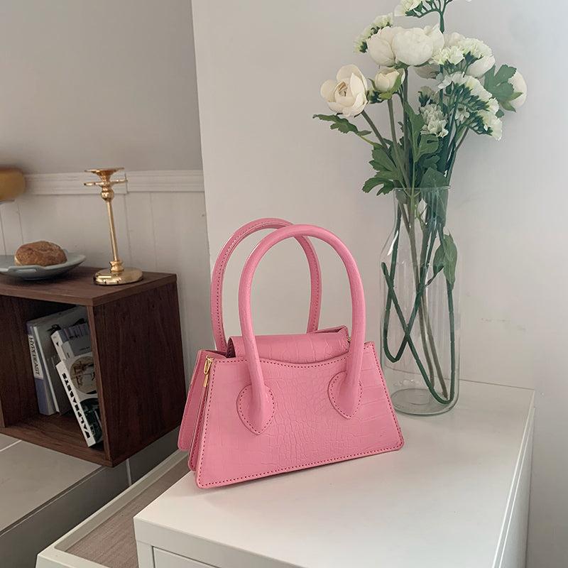 Sac en Cuir Femme | Petit sac à main en cuir Rose | Tendance Rond Sac À Main Tendance Femme