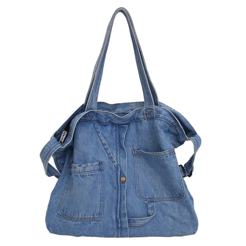 Sac en jean Femme | Grand sac en jean Bleu clair | Tendance Rond Sac en Jean Bleu clair