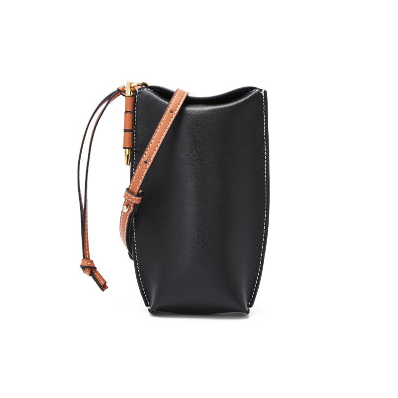 Sac à main Tendance Femme | Sac Pochette Téléphone Cuir Noir | Tendance Rond Sac À Main Tendance Femme