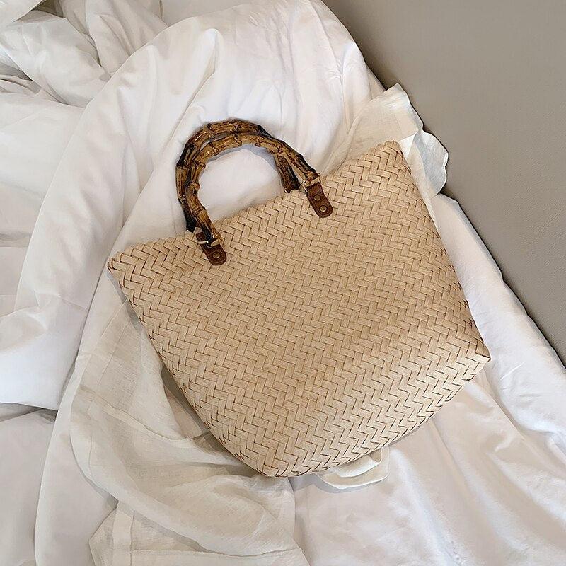 Sac de Plage Femme | Sac de plage bohème chic Beige | Tendance Rond Sac De Plage Beige