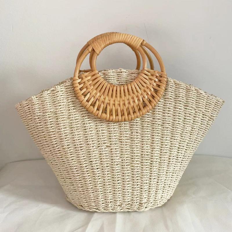 Sac de Plage Femme | sac de plage paille | Tendance Rond Sac De Plage Femme