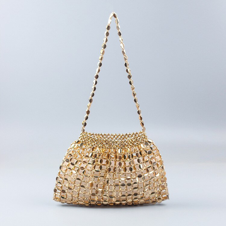 Sac de soirée Femme | Sac de soirée métal doré Or | Tendance Rond Sac De Soirée Femme