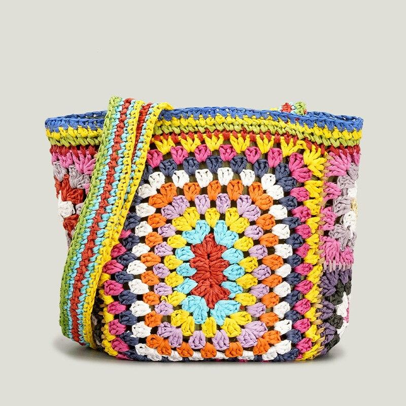 Sac en crochet Femme | Sac en crochet hippie chic | Tendance Rond Sac en Crochet Femme