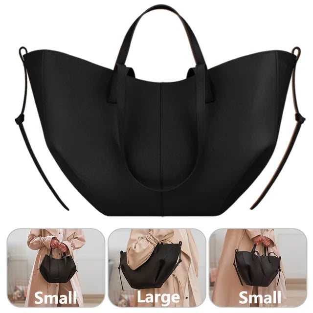 Sac en Cuir Femme | Grand sac cuir à bandoulière Noir | Tendance Rond Sac À Main Tendance Femme