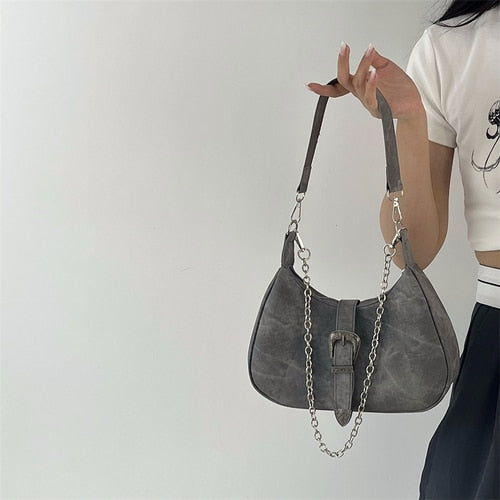 Sac en Cuir Femme | Sac à main gris en cuir | Tendance Rond Sac en Cuir Femme