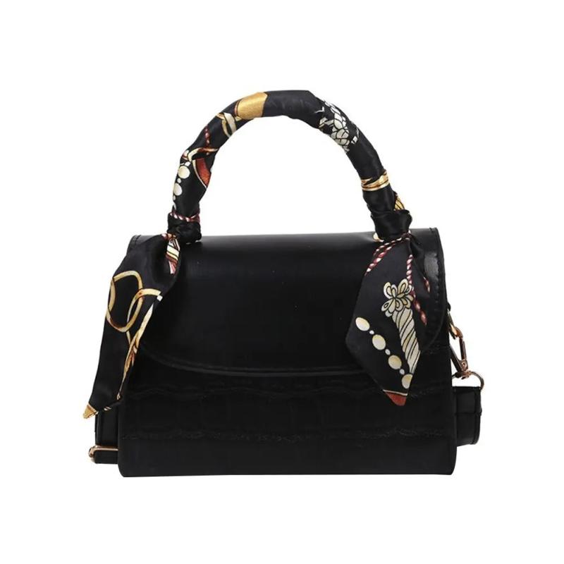 Sac en Cuir Femme | Sac Cuir à Bandoulière Foulard Noir | Tendance Rond Sac À Main Tendance Femme