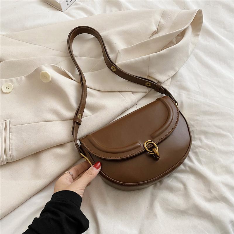 Sac en Cuir Femme | Sac demi lune cuir Marron | Tendance Rond Sac en Cuir Femme