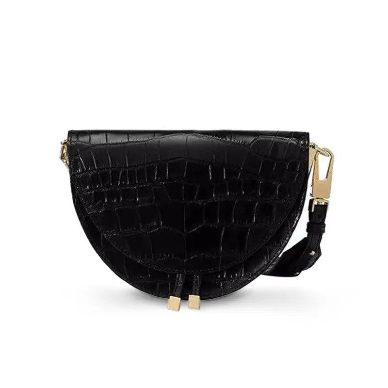 Sac en Cuir Femme | Sac demi-rond en Cuir Noir | Tendance Rond Sac en Cuir Femme