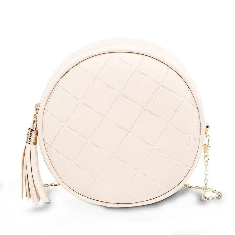 Sac en Cuir Femme | Sac Rond en Cuir Chic Beige | Tendance Rond Sac en Cuir Beige