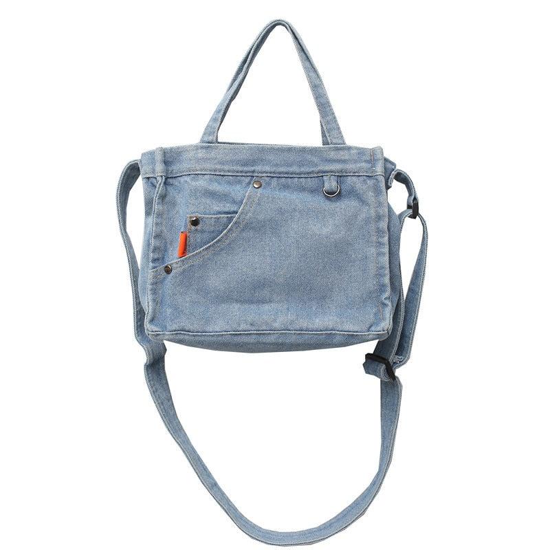 Sac en jean Femme | Petit sac à main en jean Bleu clair | Tendance Rond Sac en Jean Bleu clair