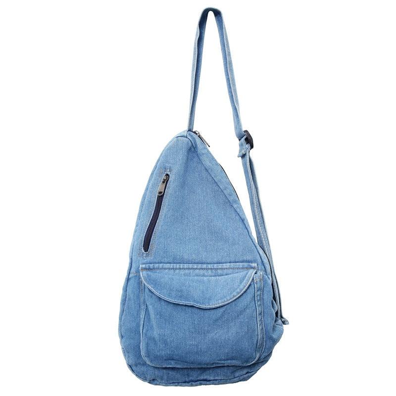 Sac en jean Femme | Sac à dos en jean Bleu clair | Tendance Rond Sac en Jean Bleu clair