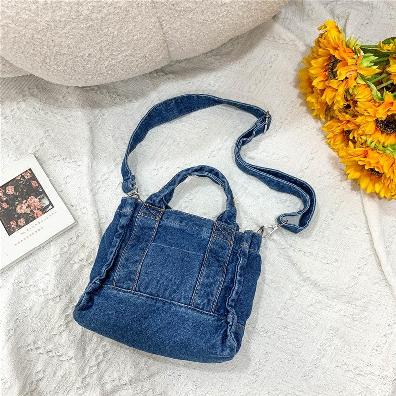 Sac en jean Femme | Sac à main en jean tendance Bleu foncé | Tendance Rond Sacs Bleu foncé