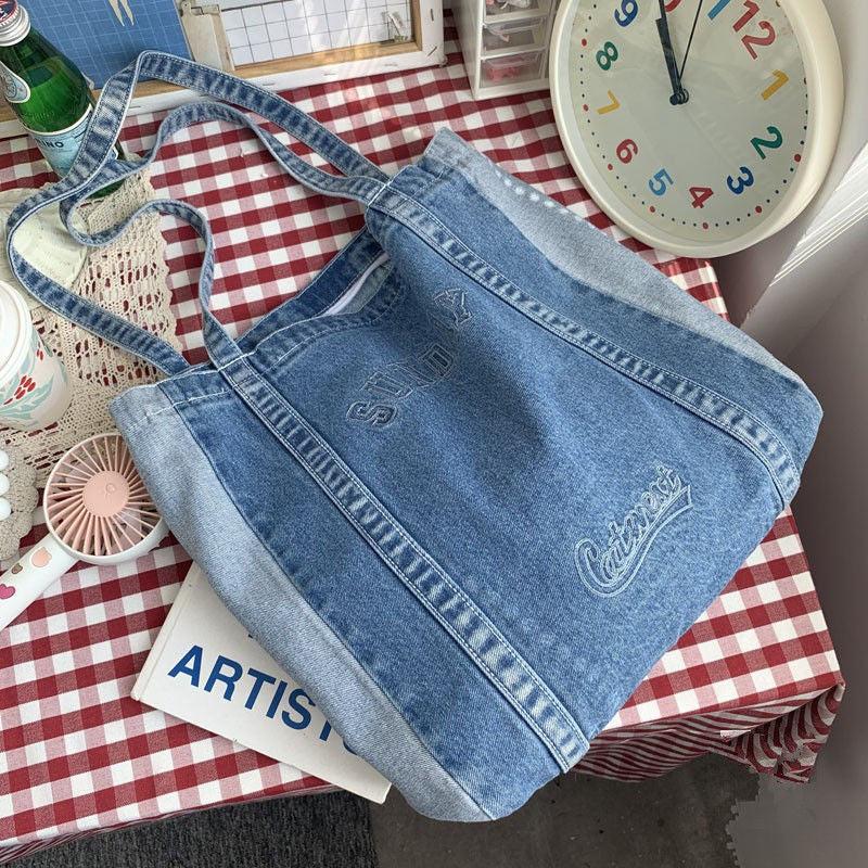 Sac en jean Femme | Tote bag en jean | Tendance Rond Sac en Jean Femme