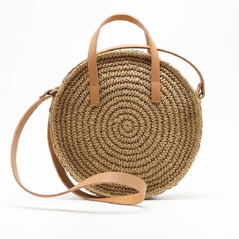 Sac en Osier Femme | Sac Rond en Paille Casseille Paille | Tendance Rond Sac en Osier Femme