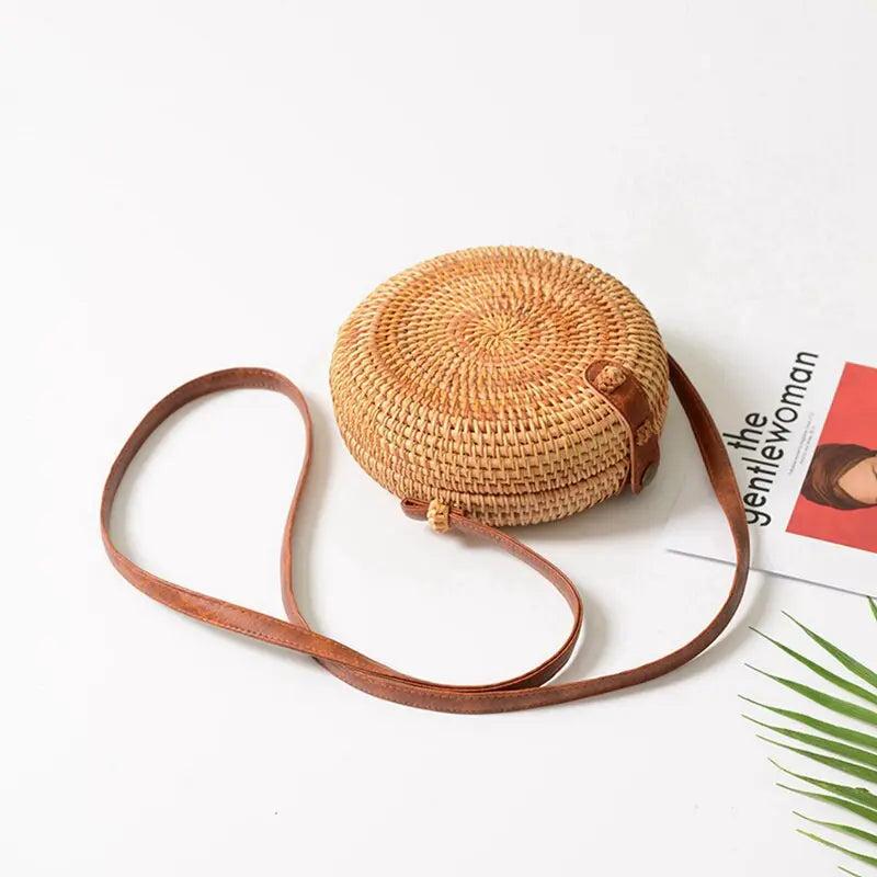 Sac en Osier Femme | Sac Rond en Paille Tendance | Tendance Rond Sac en Osier Femme