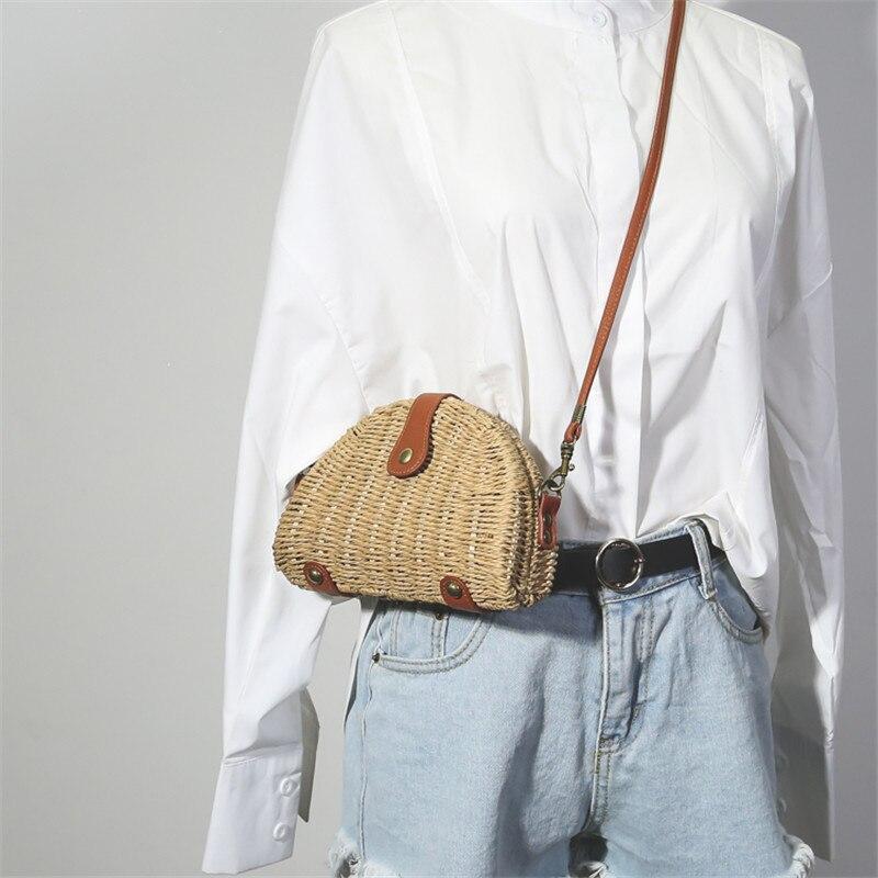 Sac en Paille Femme | Petit sac en paille Brun | Tendance Rond Sac À Main Tendance Brun