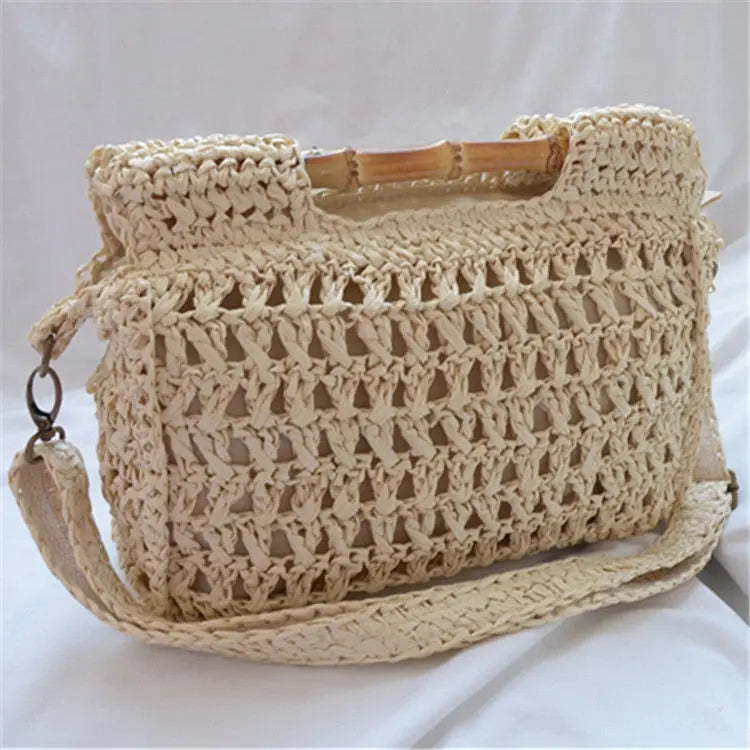 Sac en Paille Femme | Sac de Plage Blanc Blanc | Tendance Rond Sac en Paille Blanc