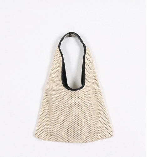 Sac en Paille Femme | Sac en paille avec anse en cuir Beige | Tendance Rond Sac en Paille Beige