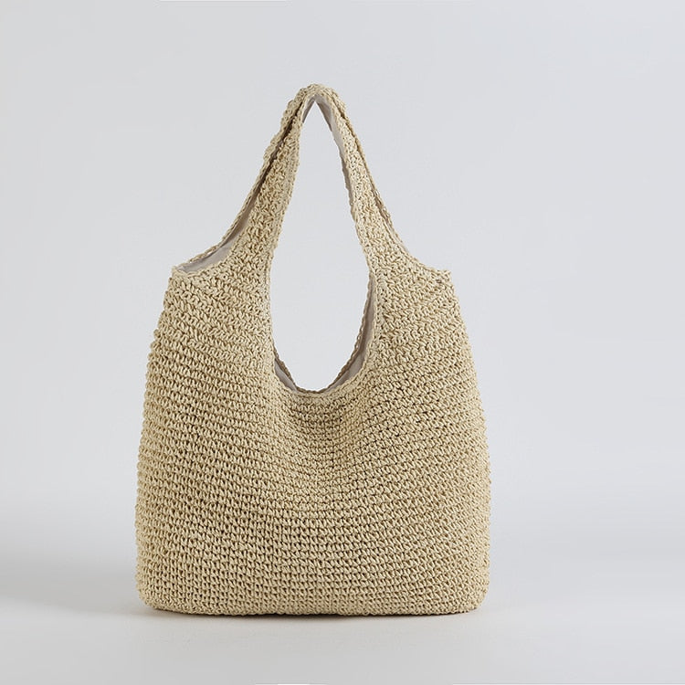 Sac en Paille Femme | Sac en paille été Beige | Tendance Rond Sac en Paille Beige