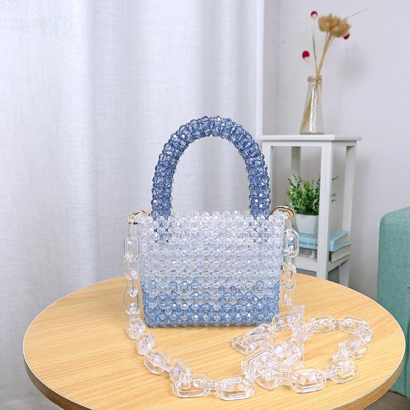 Sac Perle Femme | Sac perle bleue Petit | Tendance Rond Sac Perle Femme