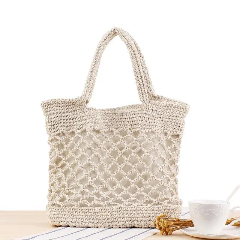 Sac Raphia Femme | Sac de Plage Raphia Tressée Beige | Tendance Rond Sac Raphia Beige