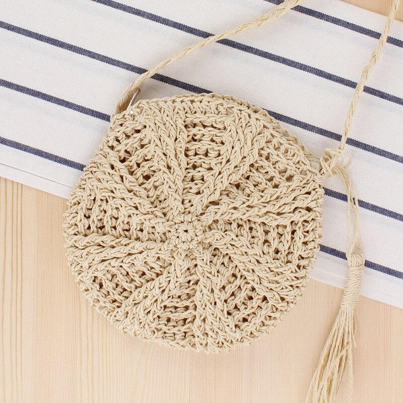 Sac Raphia Femme | Sac raphia bandoulière Beige | Tendance Rond Sac Raphia Beige