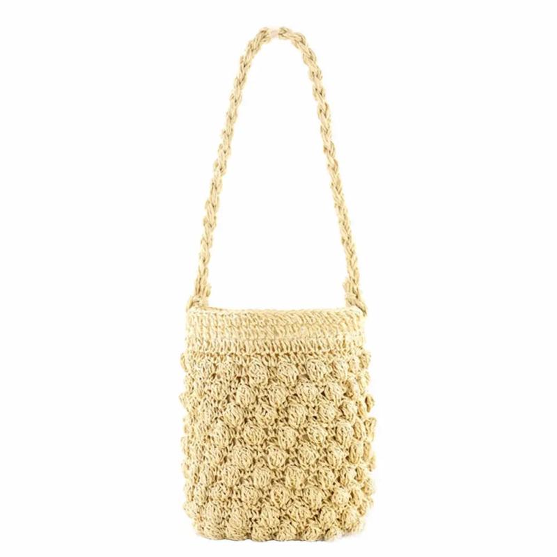 Sac Raphia Femme | Sacoche Raphia ronde Beige | Tendance Rond Sac Raphia Beige