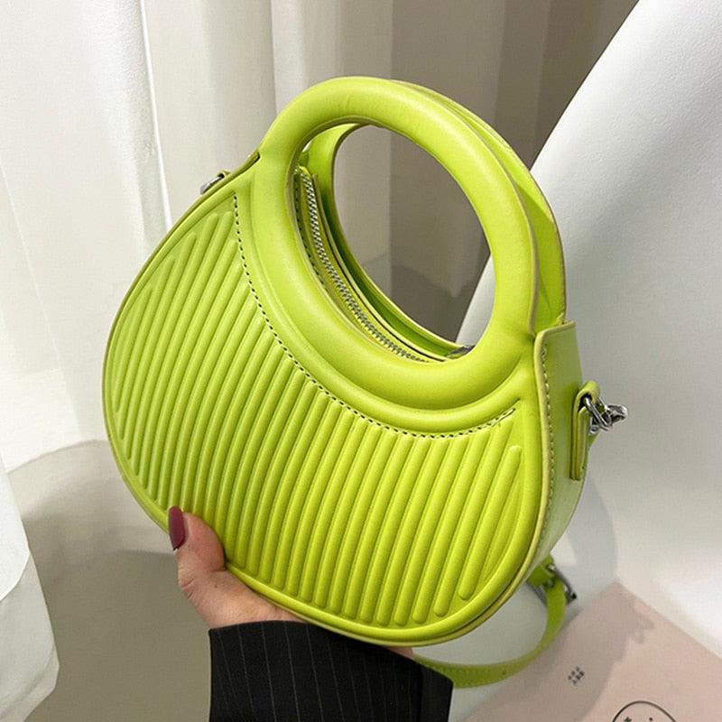 Sac Rond en Cuir Femme | Petit sac rond en cuir fashion Vert | Tendance Rond Sac en Cuir Femme