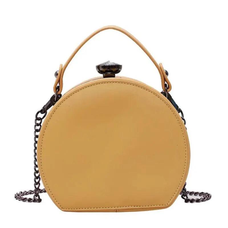 Sac Rond en Cuir Femme | Sac Rond Argent Jaune | Tendance Rond Sac en Cuir Femme