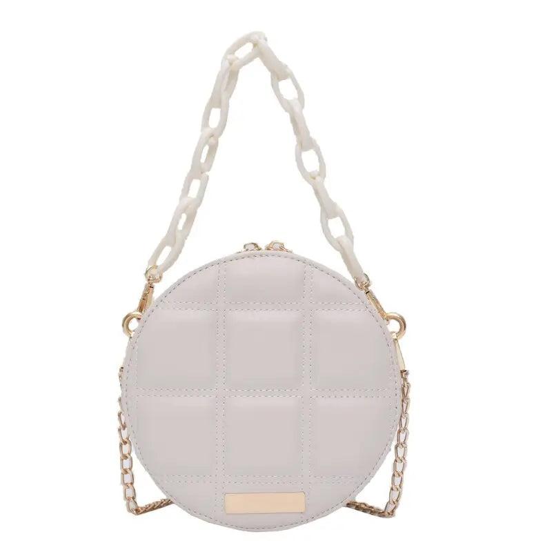 Sac Rond en Cuir Femme | Sac Rond en Cuir Noir Profond Beige | Tendance Rond Sac en Cuir Beige