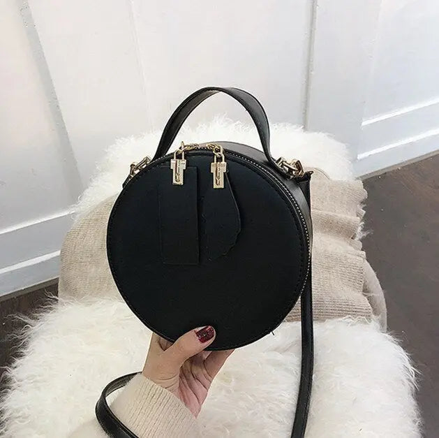 Sac Rond en Cuir Femme | Sac Rond en Cuir Tendance Noir | Tendance Rond Sac en Cuir Femme