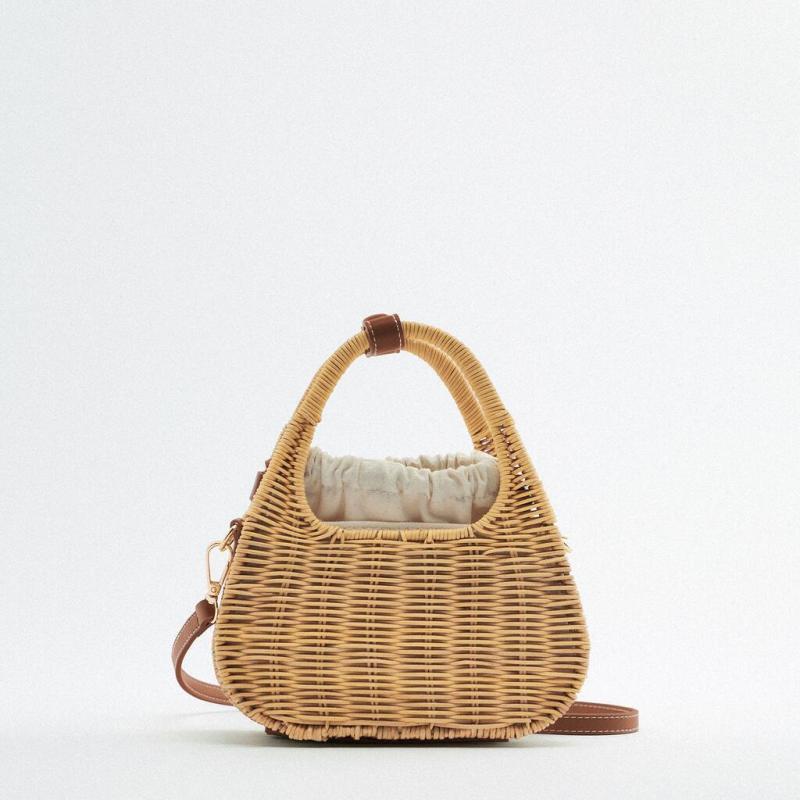 Sac Rond en Paille Femme | Petit sac en paille chic Camel | Tendance Rond Sac Rond Camel