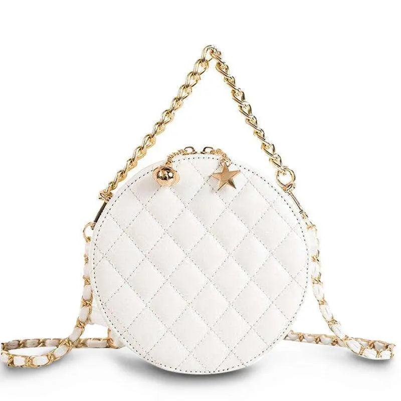 Sac Rond Femme | Sac Rond Cuir Élégant Blanc | Tendance Rond Sac en Cuir Blanc