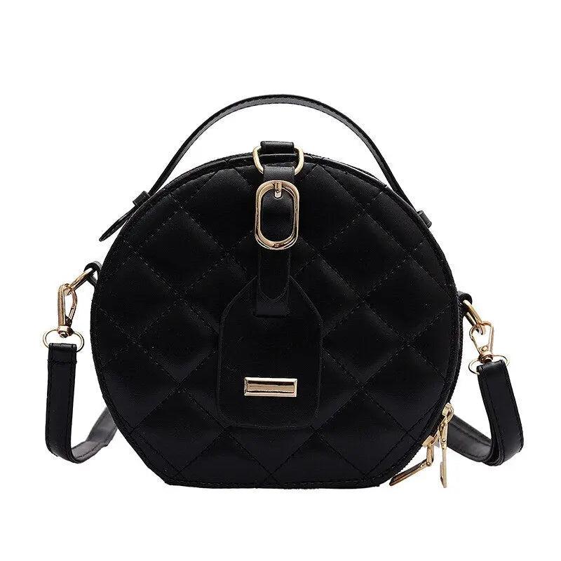 Sac Rond Femme | Sac Rond en Cuir Fermeture Magnétique Noir | Tendance Rond Sac en Cuir Femme